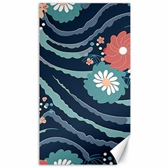 Waves Flowers Pattern Water Floral Minimalist Canvas 40  X 72  by Ravend