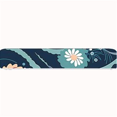 Waves Flowers Pattern Water Floral Minimalist Small Bar Mat by Ravend