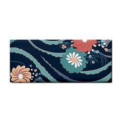 Waves Flowers Pattern Water Floral Minimalist Hand Towel by Ravend