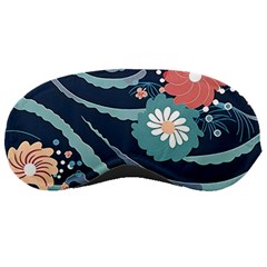 Waves Flowers Pattern Water Floral Minimalist Sleeping Mask by Ravend