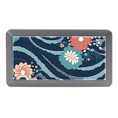 Waves Flowers Pattern Water Floral Minimalist Memory Card Reader (mini) by Ravend