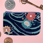 Waves Flowers Pattern Water Floral Minimalist Large Coin Purse Front