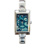 Waves Ocean Sea Abstract Whimsical Abstract Art Rectangle Italian Charm Watch Front