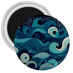 Waves Ocean Sea Abstract Whimsical Abstract Art 3  Magnets by Ravend