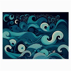 Waves Ocean Sea Abstract Whimsical Abstract Art Large Glasses Cloth (2 Sides) by Ravend