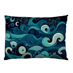 Waves Ocean Sea Abstract Whimsical Abstract Art Pillow Case by Ravend