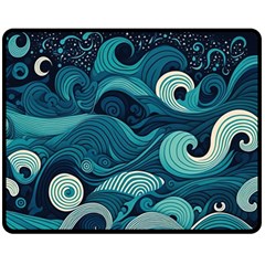 Waves Ocean Sea Abstract Whimsical Abstract Art One Side Fleece Blanket (medium) by Ravend