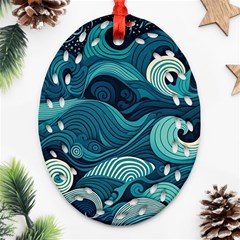 Waves Ocean Sea Abstract Whimsical Abstract Art Ornament (oval Filigree) by Ravend