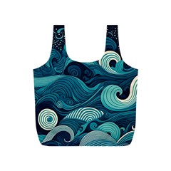 Waves Ocean Sea Abstract Whimsical Abstract Art Full Print Recycle Bag (s) by Ravend