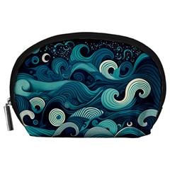 Waves Ocean Sea Abstract Whimsical Abstract Art Accessory Pouch (large) by Ravend