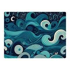 Waves Ocean Sea Abstract Whimsical Abstract Art Premium Plush Fleece Blanket (mini) by Ravend