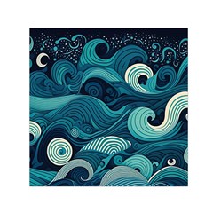 Waves Ocean Sea Abstract Whimsical Abstract Art Square Satin Scarf (30  X 30 ) by Ravend