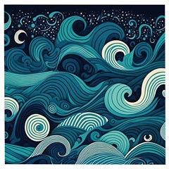 Waves Ocean Sea Abstract Whimsical Abstract Art Wooden Puzzle Square by Ravend