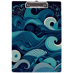 Waves Ocean Sea Abstract Whimsical Abstract Art A4 Acrylic Clipboard by Ravend