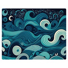 Waves Ocean Sea Abstract Whimsical Abstract Art One Side Premium Plush Fleece Blanket (medium) by Ravend