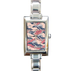 Waves Ocean Sea Water Pattern Rough Seas Rectangle Italian Charm Watch by Ravend