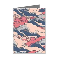 Waves Ocean Sea Water Pattern Rough Seas Mini Greeting Card by Ravend