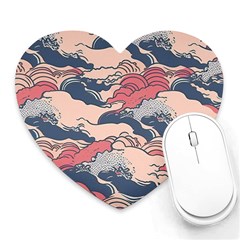 Waves Ocean Sea Water Pattern Rough Seas Heart Mousepad by Ravend