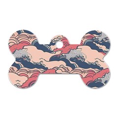 Waves Ocean Sea Water Pattern Rough Seas Dog Tag Bone (two Sides) by Ravend