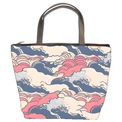 Waves Ocean Sea Water Pattern Rough Seas Bucket Bag by Ravend