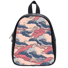 Waves Ocean Sea Water Pattern Rough Seas School Bag (small) by Ravend