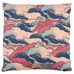 Waves Ocean Sea Water Pattern Rough Seas Large Cushion Case (two Sides) by Ravend