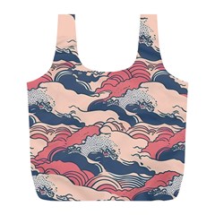 Waves Ocean Sea Water Pattern Rough Seas Full Print Recycle Bag (l) by Ravend