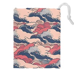 Waves Ocean Sea Water Pattern Rough Seas Drawstring Pouch (4xl) by Ravend