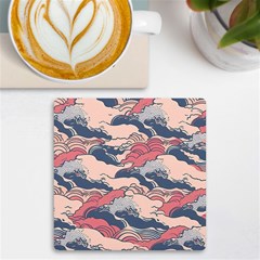 Waves Ocean Sea Water Pattern Rough Seas Uv Print Square Tile Coaster  by Ravend