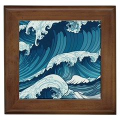 Waves Ocean Sea Pattern Water Tsunami Rough Seas Framed Tile by Ravend