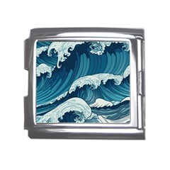 Waves Ocean Sea Pattern Water Tsunami Rough Seas Mega Link Italian Charm (18mm) by Ravend