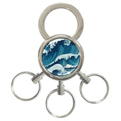 Waves Ocean Sea Pattern Water Tsunami Rough Seas 3-ring Key Chain by Ravend