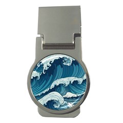 Waves Ocean Sea Pattern Water Tsunami Rough Seas Money Clips (round)  by Ravend