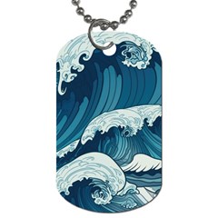 Waves Ocean Sea Pattern Water Tsunami Rough Seas Dog Tag (one Side) by Ravend