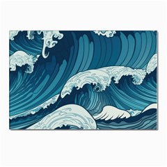 Waves Ocean Sea Pattern Water Tsunami Rough Seas Postcard 4 x 6  (pkg Of 10) by Ravend