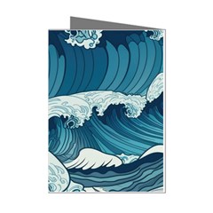 Waves Ocean Sea Pattern Water Tsunami Rough Seas Mini Greeting Cards (pkg Of 8) by Ravend