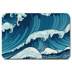 Waves Ocean Sea Pattern Water Tsunami Rough Seas Large Doormat by Ravend