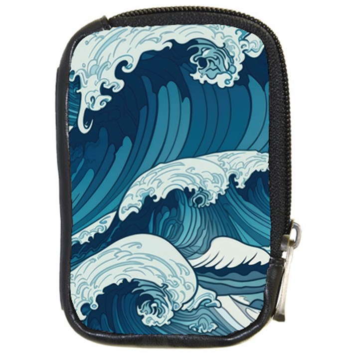 Waves Ocean Sea Pattern Water Tsunami Rough Seas Compact Camera Leather Case