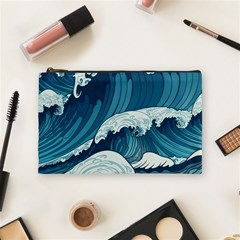 Waves Ocean Sea Pattern Water Tsunami Rough Seas Cosmetic Bag (medium) by Ravend