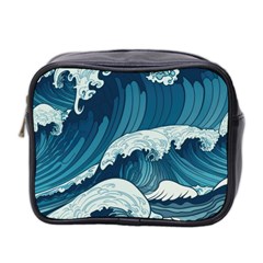 Waves Ocean Sea Pattern Water Tsunami Rough Seas Mini Toiletries Bag (two Sides) by Ravend