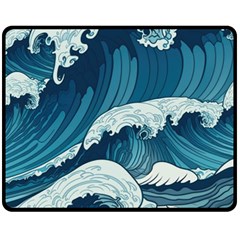 Waves Ocean Sea Pattern Water Tsunami Rough Seas One Side Fleece Blanket (medium) by Ravend