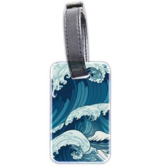 Waves Ocean Sea Pattern Water Tsunami Rough Seas Luggage Tag (two Sides) by Ravend