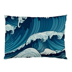 Waves Ocean Sea Pattern Water Tsunami Rough Seas Pillow Case (two Sides) by Ravend