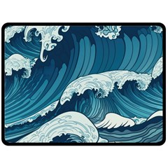 Waves Ocean Sea Pattern Water Tsunami Rough Seas Fleece Blanket (large) by Ravend