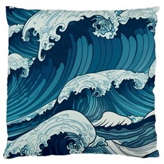 Waves Ocean Sea Pattern Water Tsunami Rough Seas Standard Premium Plush Fleece Cushion Case (two Sides) by Ravend