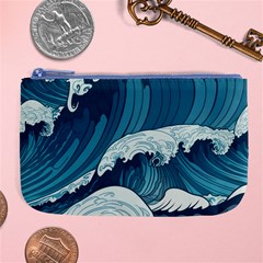 Waves Ocean Sea Pattern Water Tsunami Rough Seas Large Coin Purse by Ravend