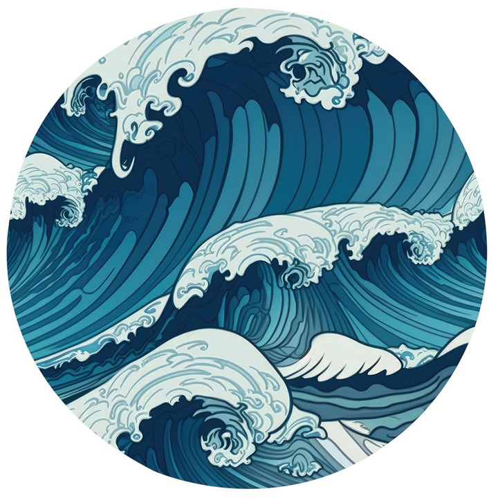 Waves Ocean Sea Pattern Water Tsunami Rough Seas Wooden Bottle Opener (Round)