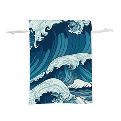 Waves Ocean Sea Pattern Water Tsunami Rough Seas Lightweight Drawstring Pouch (m) by Ravend