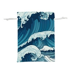 Waves Ocean Sea Pattern Water Tsunami Rough Seas Lightweight Drawstring Pouch (l) by Ravend