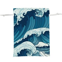 Waves Ocean Sea Pattern Water Tsunami Rough Seas Lightweight Drawstring Pouch (xl) by Ravend